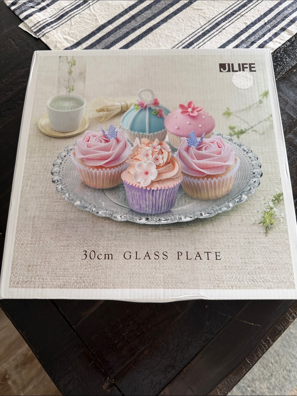 Jlife 30cm Clear Glass Serving Plate - Decorative Cake Stand